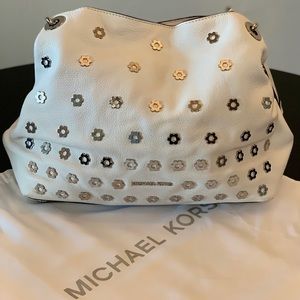 Michael Kors Leather Raven Flower-Stud Tote
